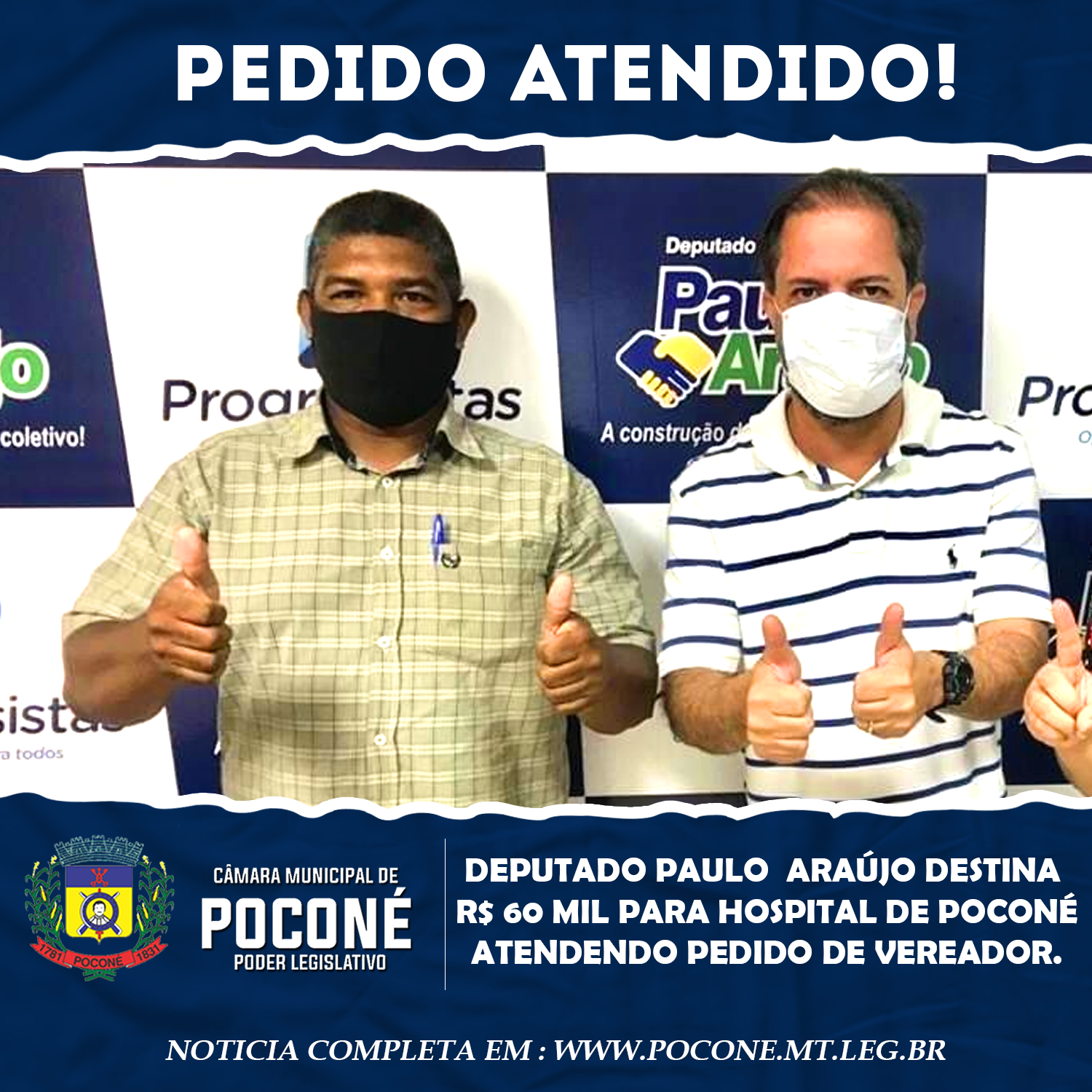 DEPUTADO DESTINA 60 MIL PARA HOSPITAL A PEDIDO DE VEREADOR